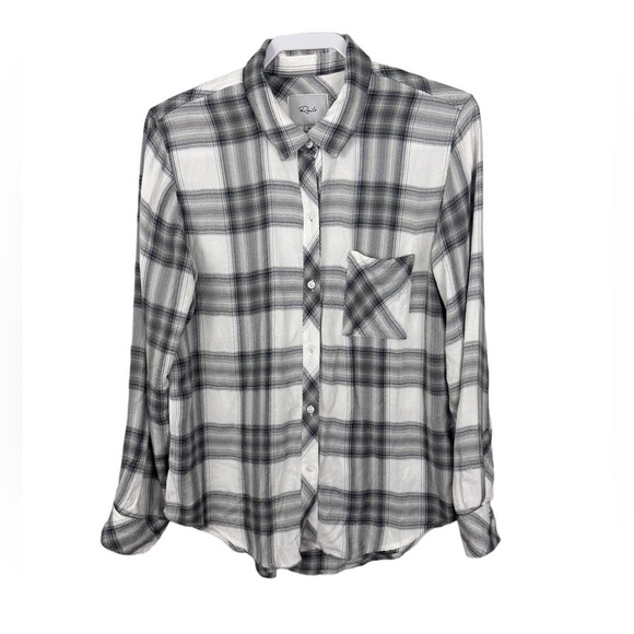 Rails Hunter Plaid Long Sleeve Shirt Flannel White Ash Mint - Picture 9 of 9